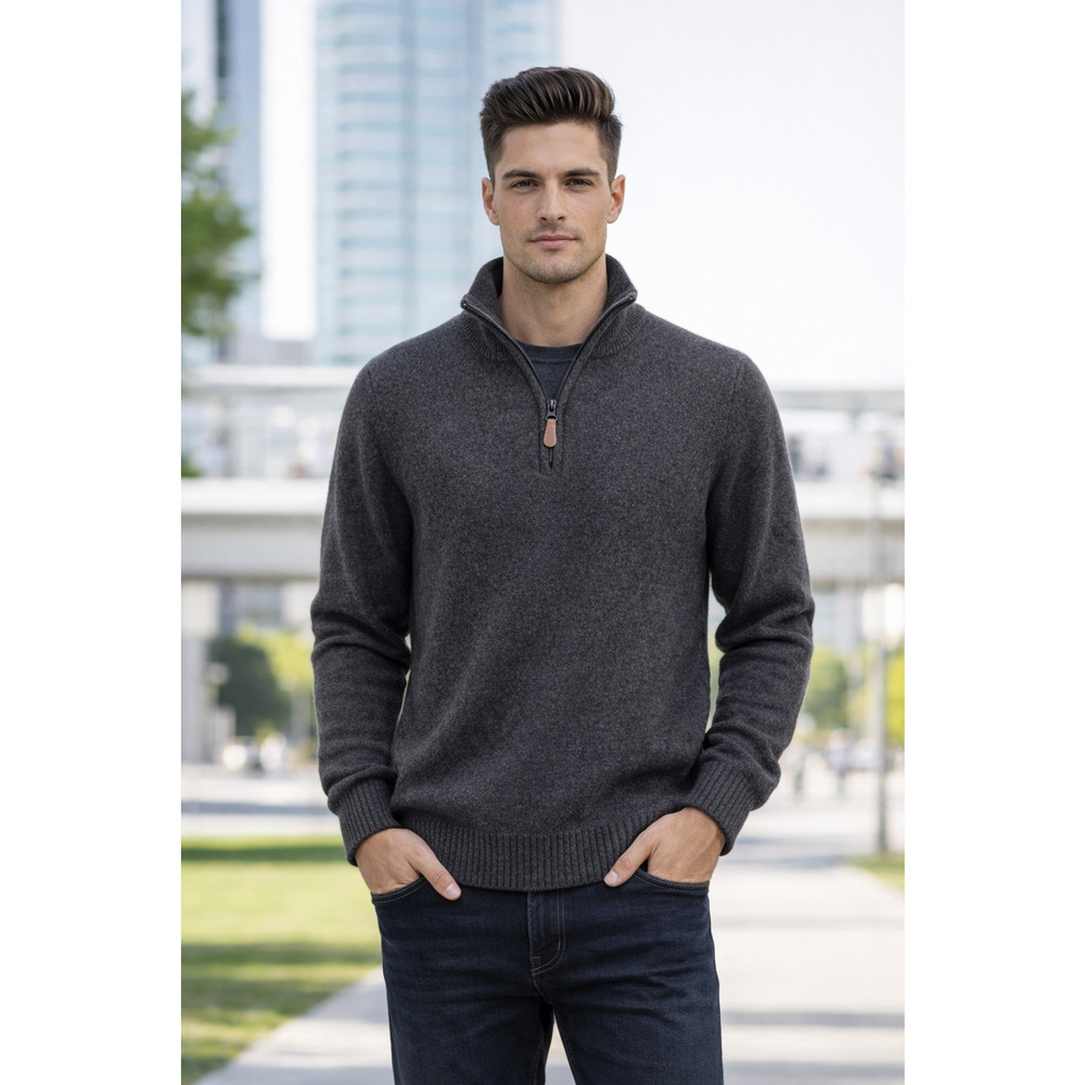 Jos. A. Bank Men's Sz S 1/4 Zip Gray Lambs Wool Pullover Sweater Heritage Casual